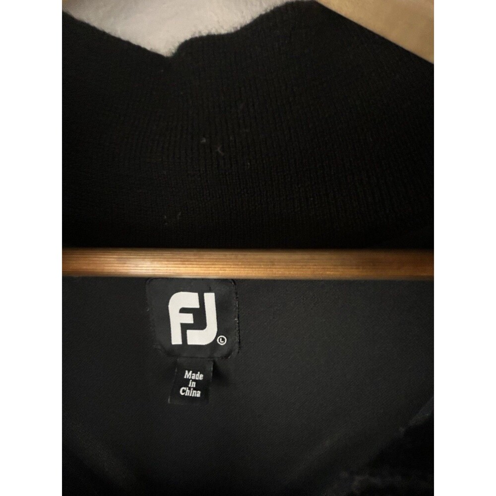 FOOTJOY Size Large 100% Wool 1/2 Zip Fully Lined Golf Sweater Jacket Black Mens - Picture 3 of 9